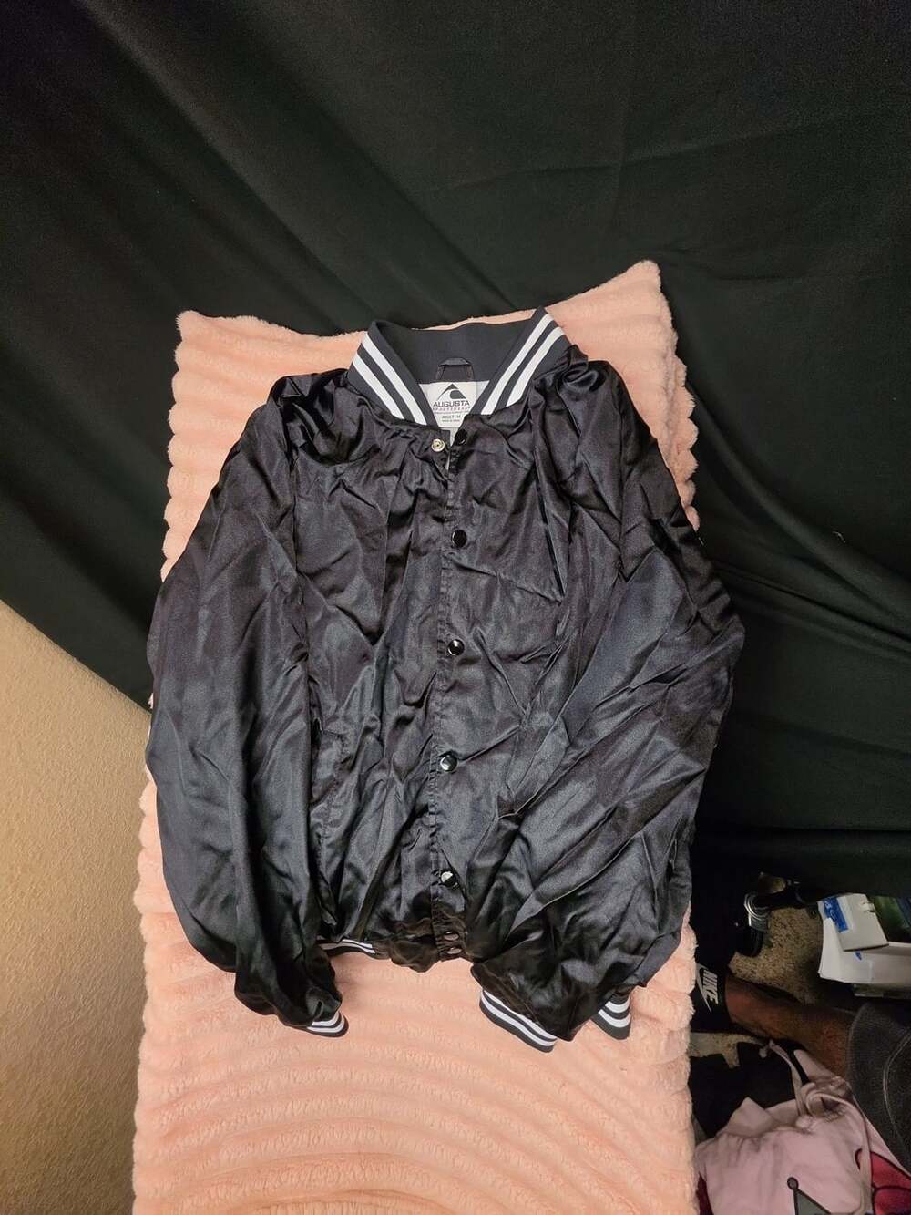 Augusta Sportswear Satin Bomber Jacket Size M Black